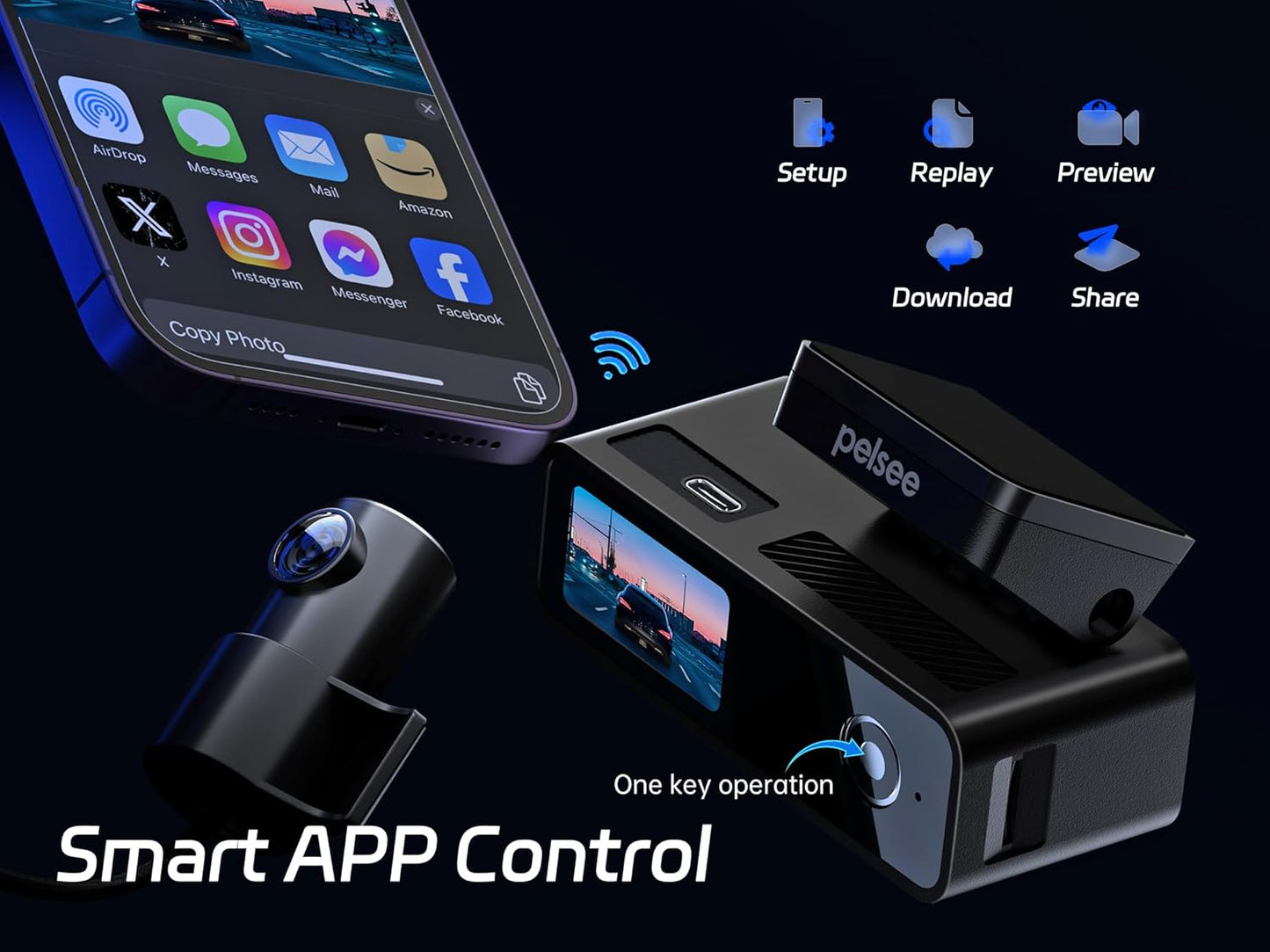 4K Dash Cam Front and Rear for Cars WiFi 64GB encalife