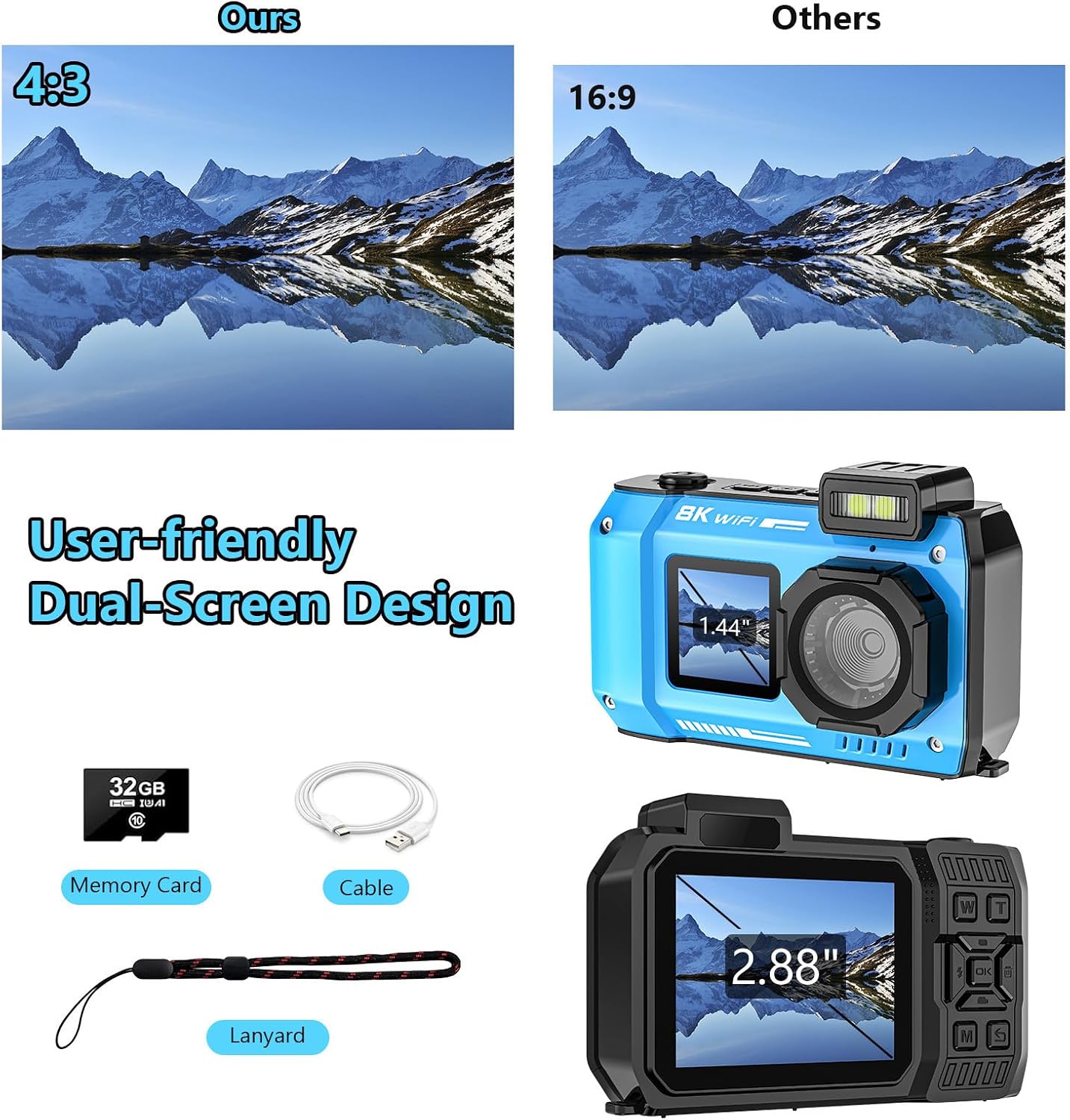 8K 70MP Waterproof Digital Camera With WiFi encalife