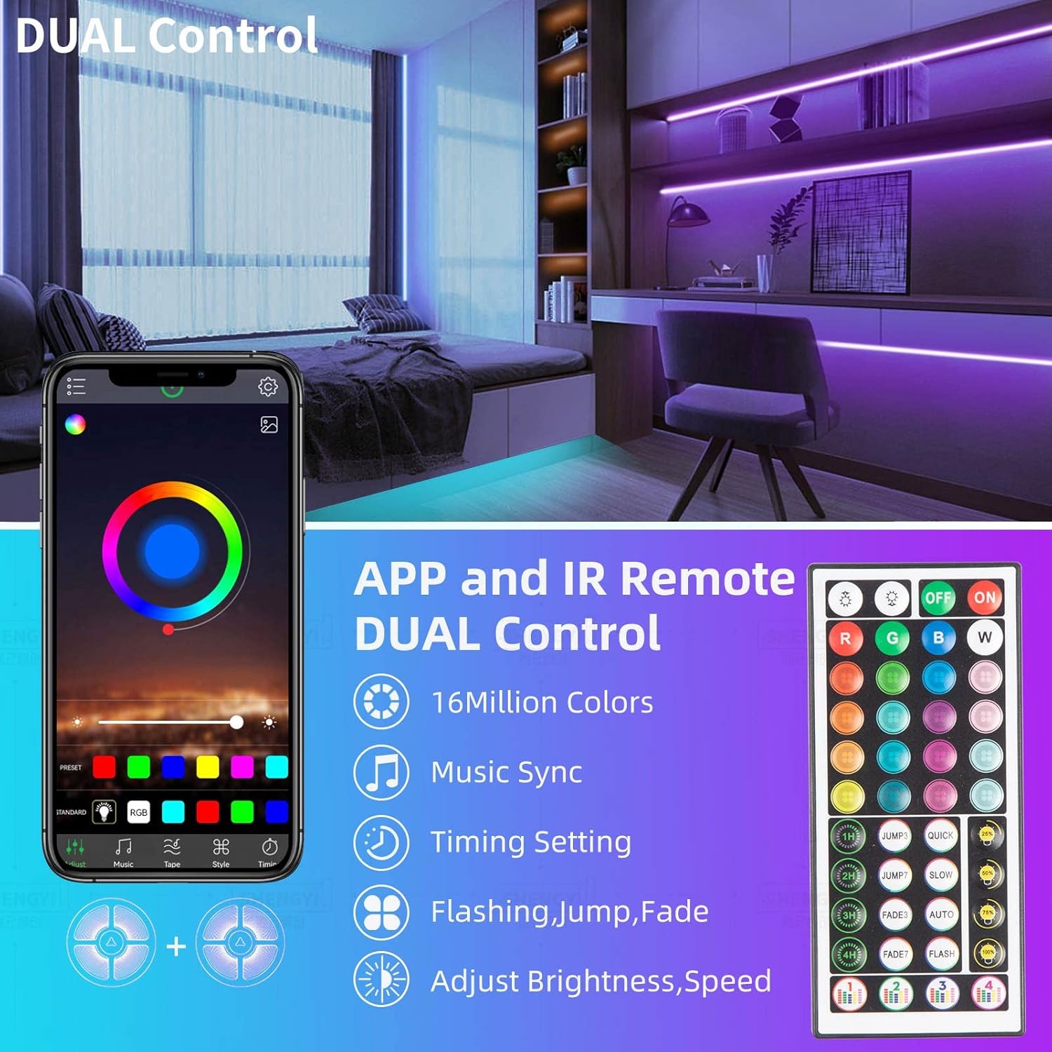 RGB Lighting Strip Lights for Bedroom Decor encalife