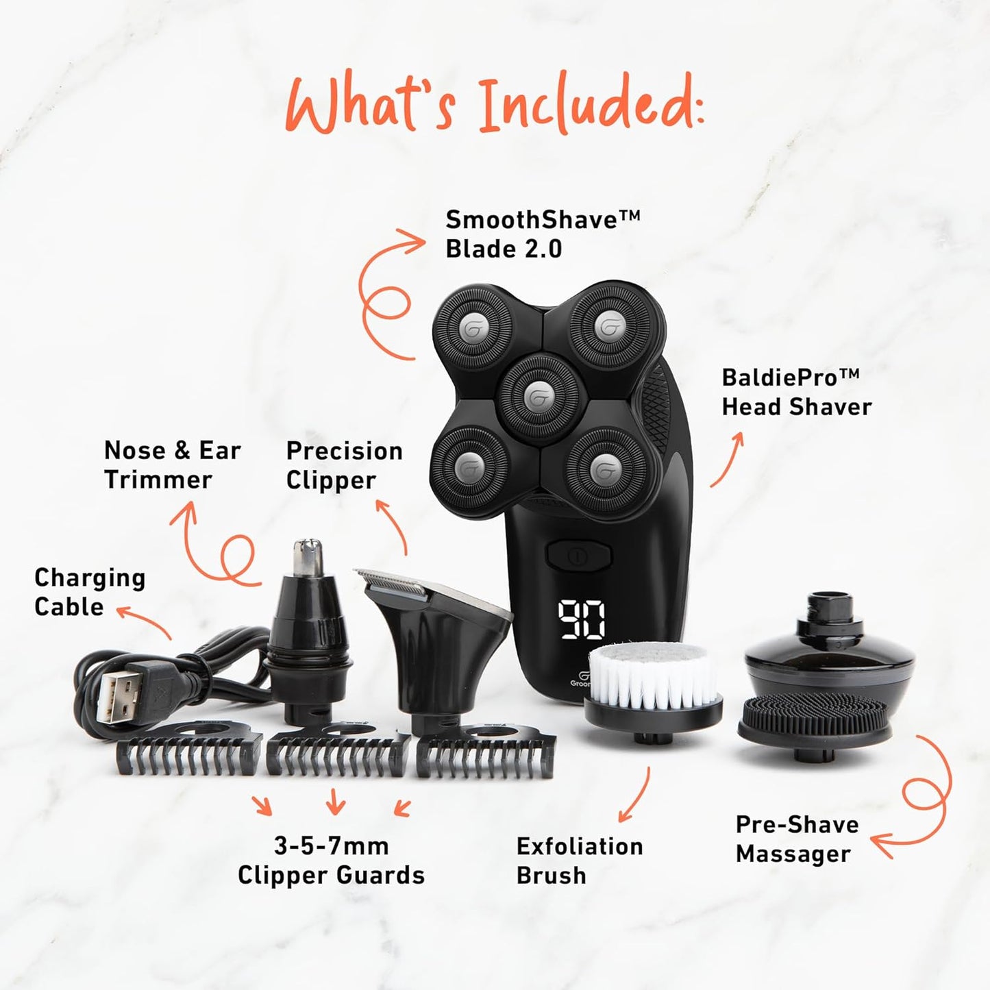 Cordless Head Shaver for Bald Men | Waterproof Electric Razor encalife