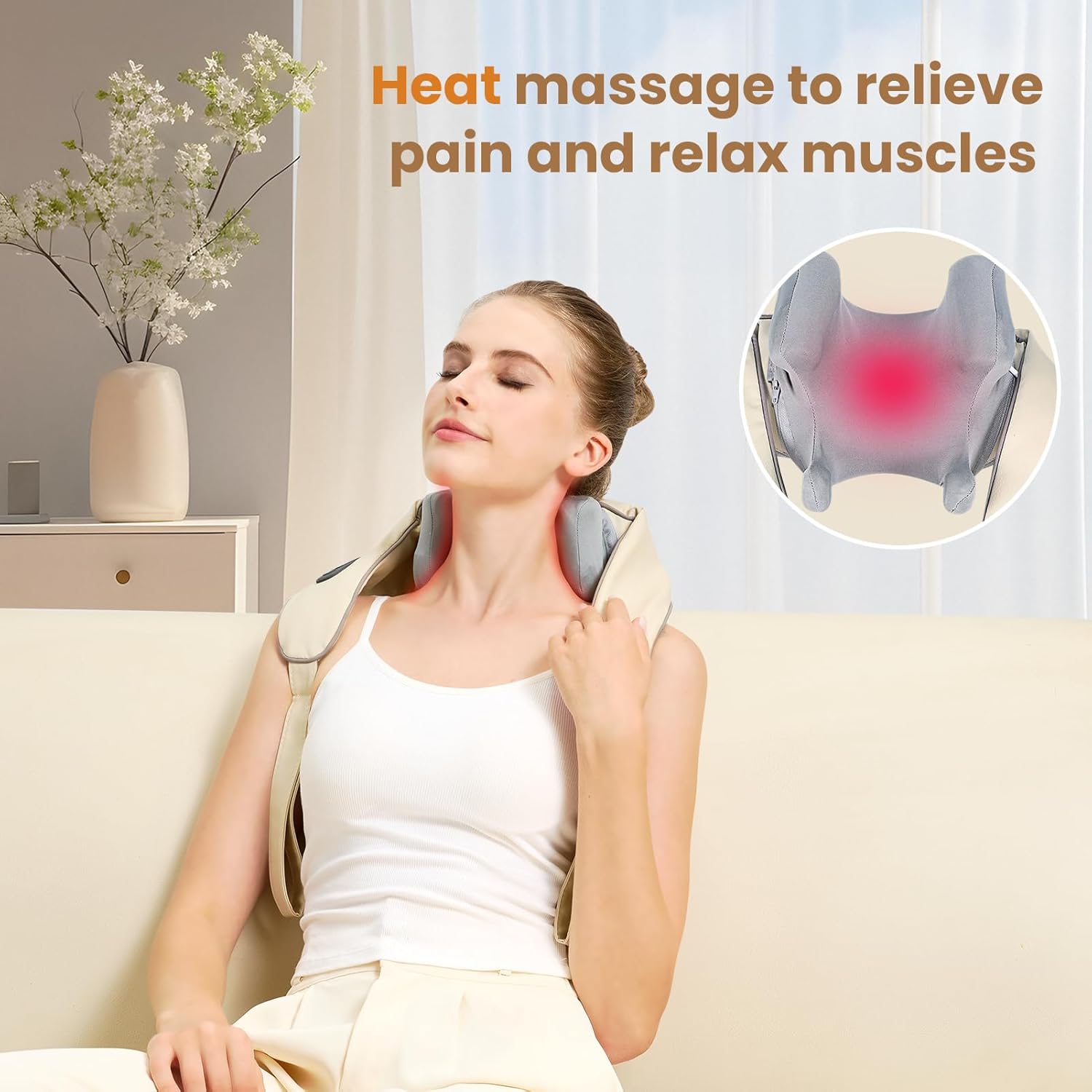Neck Massager with Heat I 4D Wireless encalife