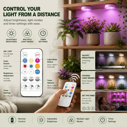 Grow Light For Indoor Plants | Rechargeable Magnetic Wireless encalife