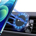 Black Magnetic MagSafe car phone mount clipped to air vent for hands-free navigation