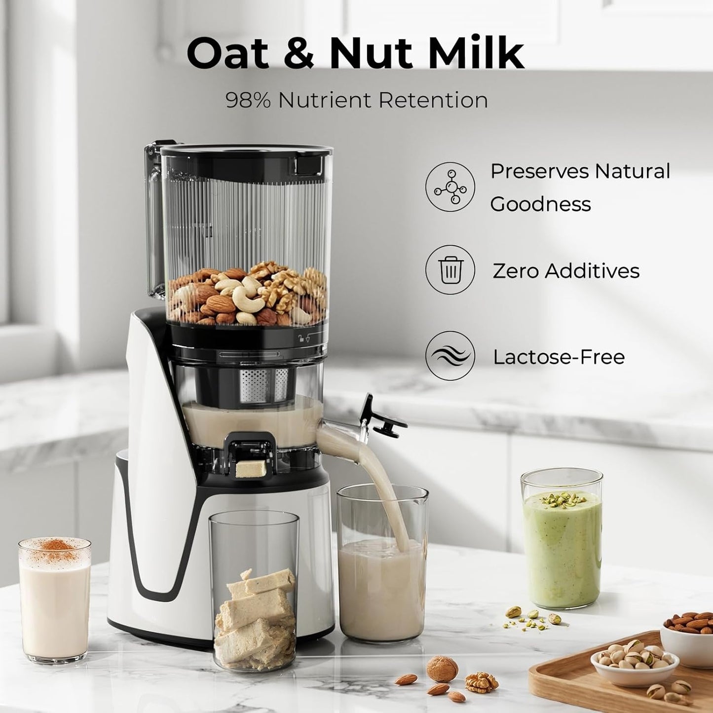 Electric Cold Press Juicer | 3-in-1 Wide Chute Juice Machine encalife
