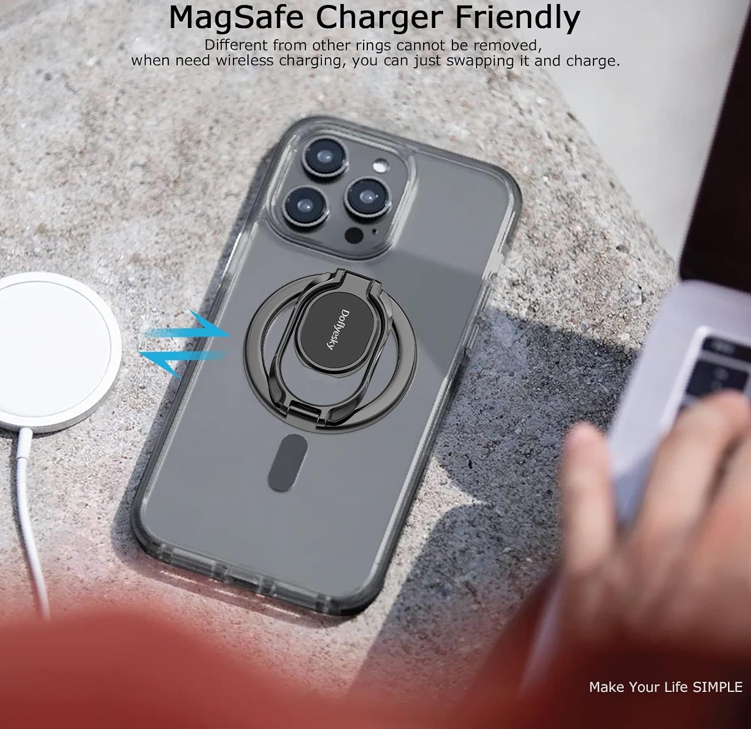 Powerful Double-Magnetic MagSafe-Compatible Phone Ring Grip Stand encalife