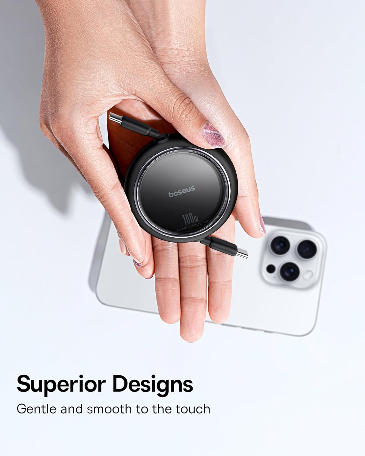 100W Retractable USB-C Fast Charging Travel Cable encalife