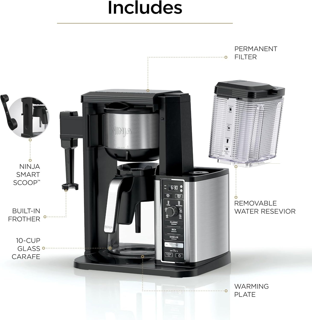 Hot Iced Coffee Maker with Frother encalife