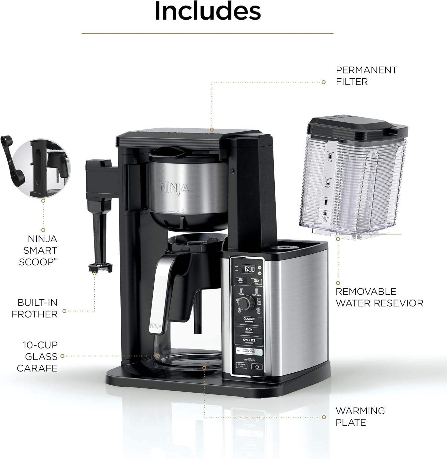 Hot Iced Coffee Maker with Frother encalife