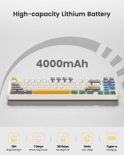 Kisnt KN85 Wireless RGB Mechanical Keyboard I Retro Beige encalife