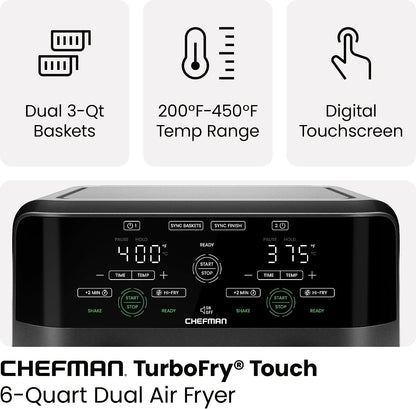 Dual Basket Digital Touchscreen Air Fryer encalife