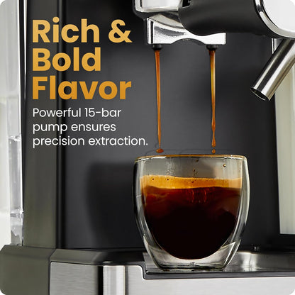 15‑Bar Espresso Machine with Built‑In Milk Frother encalife