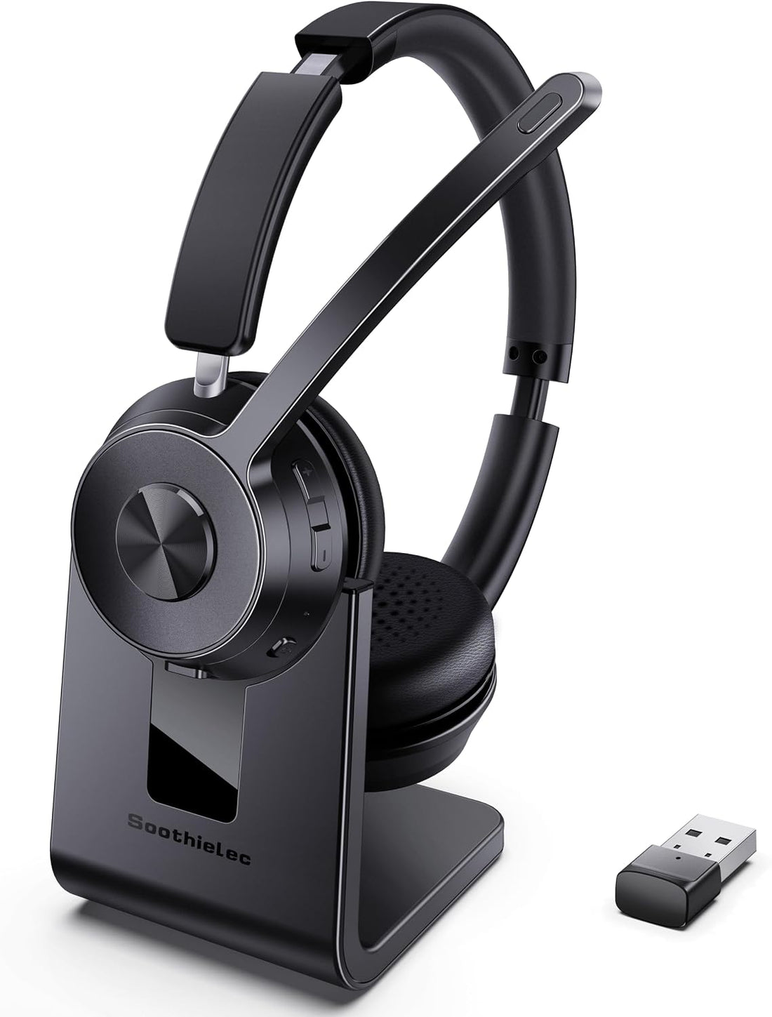 Bluetooth Work Headset Noise-Cancelling Mic USB Dongle encalife