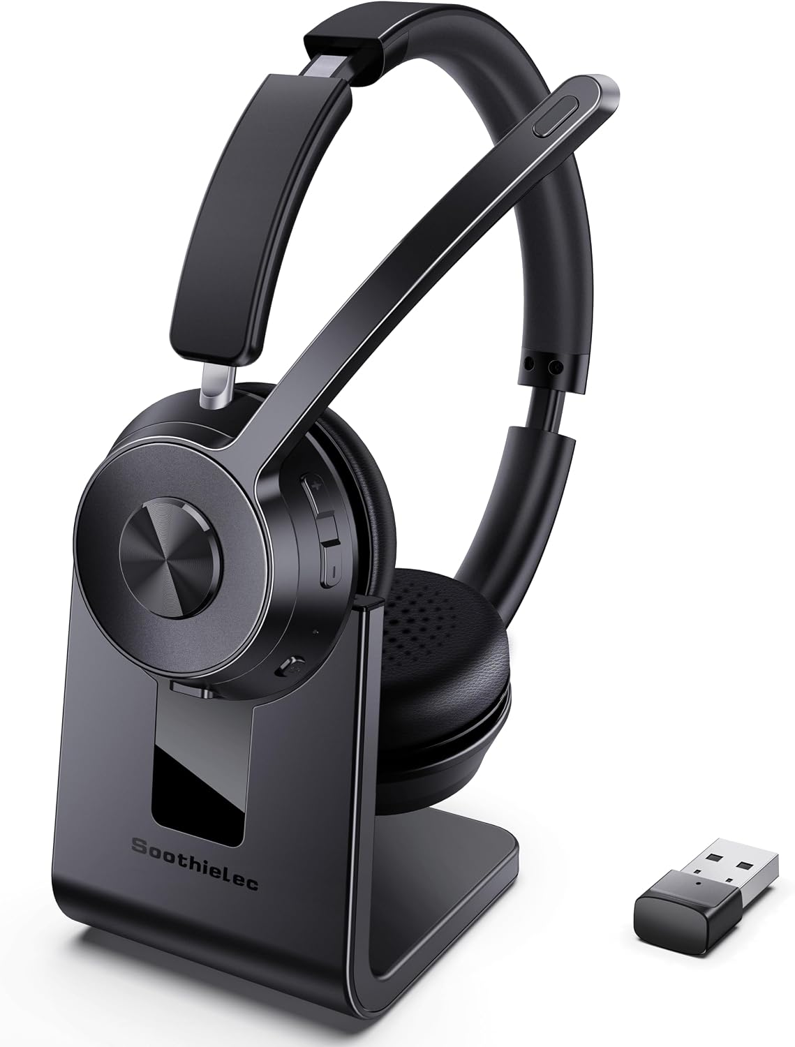 Bluetooth Work Headset Noise-Cancelling Mic USB Dongle encalife