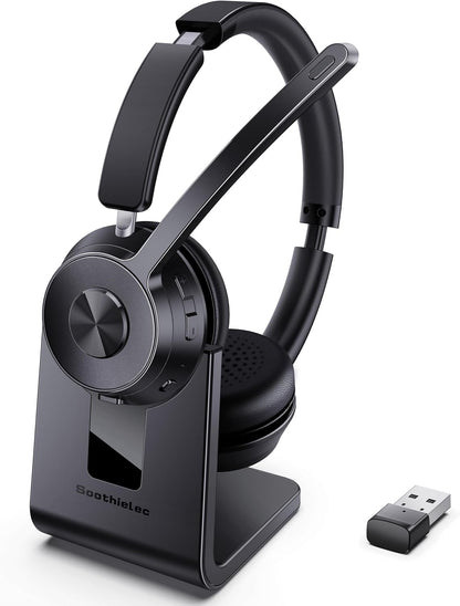 Bluetooth Work Headset Noise-Cancelling Mic USB Dongle encalife