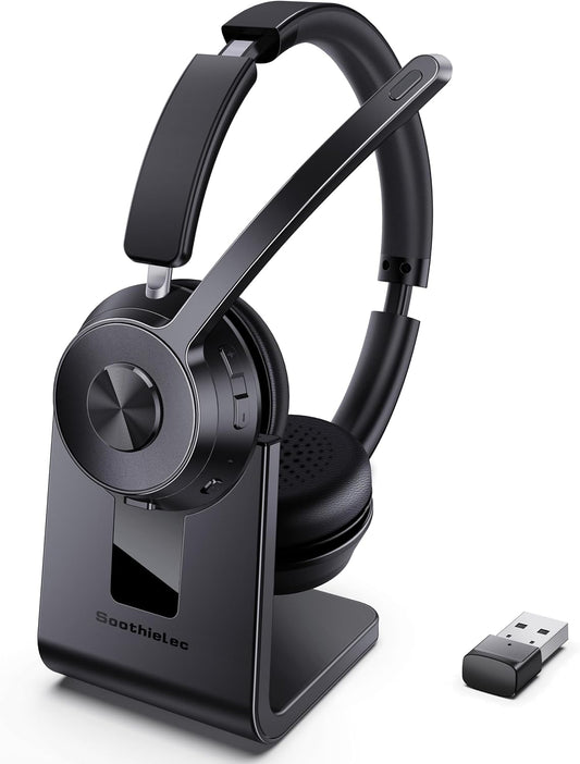 Bluetooth Work Headset Noise-Cancelling Mic USB Dongle encalife