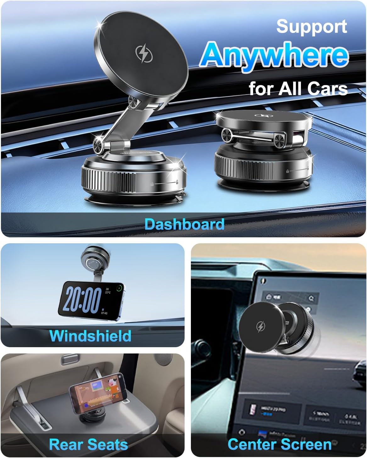 Magnetic MagSafe Car Mount Charger 780° Suction encalife