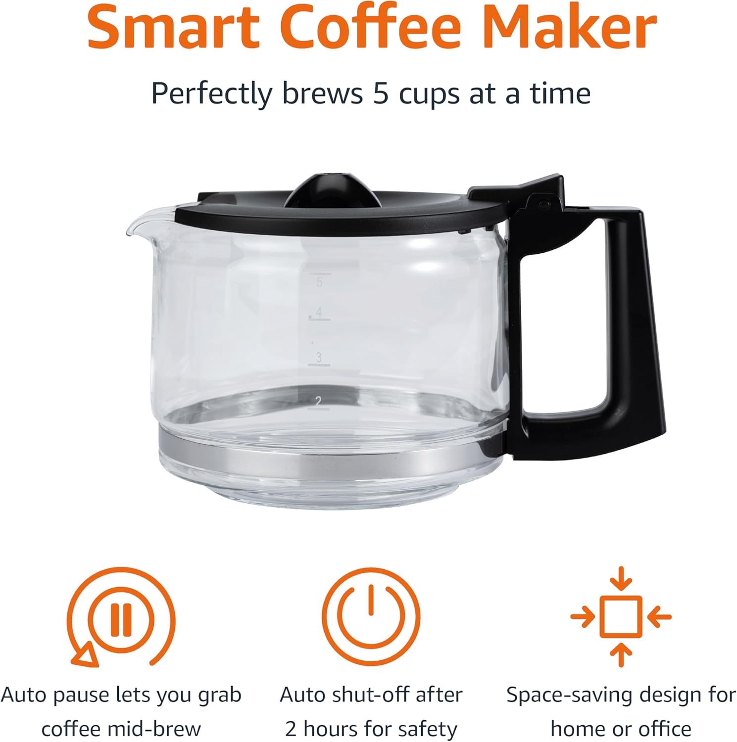 5 Cup Drip Coffee Maker | Compact Coffee Machine encalife