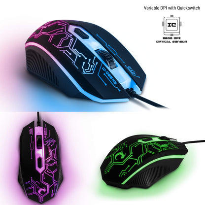 RGB Gaming Keyboard Mouse Headset Combo 4-in-1 Bundle encalife
