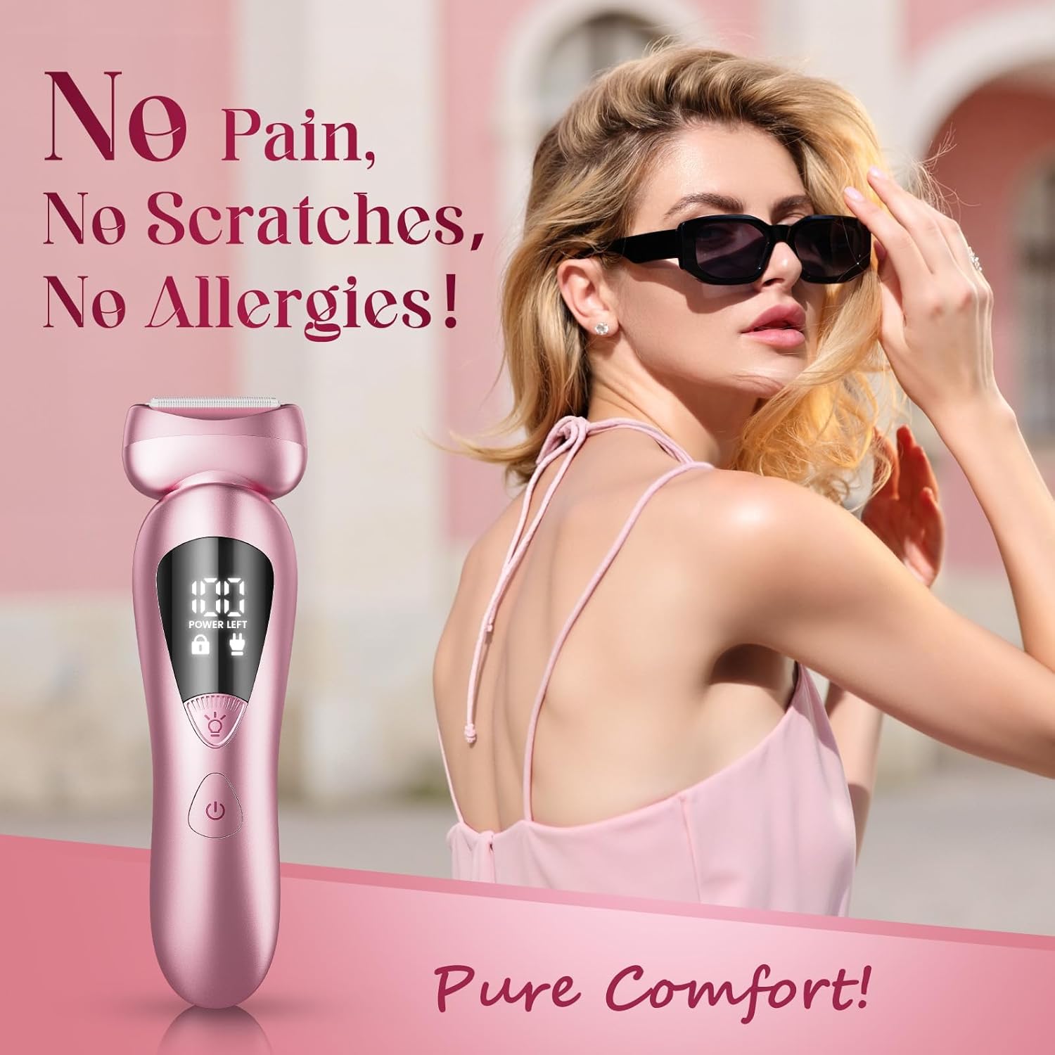 Rategist Electric Razor Women Love I Pink Trimmer encalife