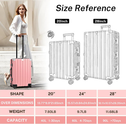 Zipperless Aluminum Frame Carry On Luggage encalife