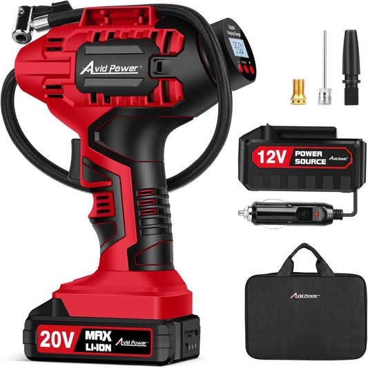 AVID POWER Cordless Tire Inflator Dual Power encalife