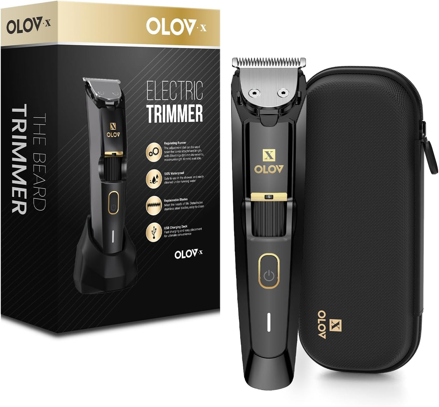 Waterproof facial hair trimmer for men