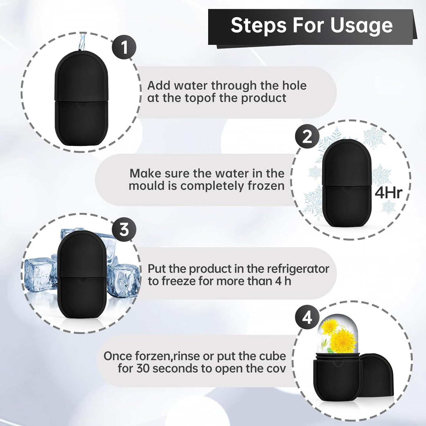 Reusable Silicone Ice Roller for Glowing Skin Therapy encalife