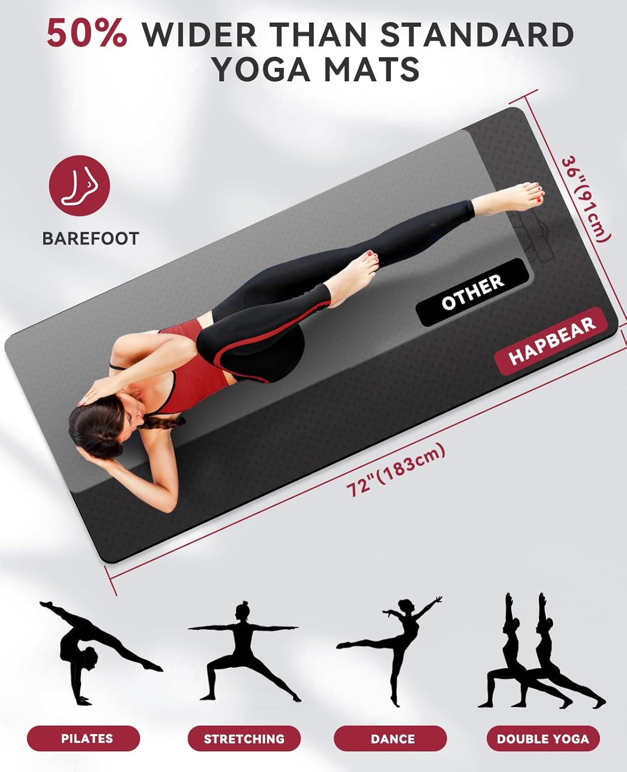 Extra Wide Yoga Mat For Full Body Workouts encalife