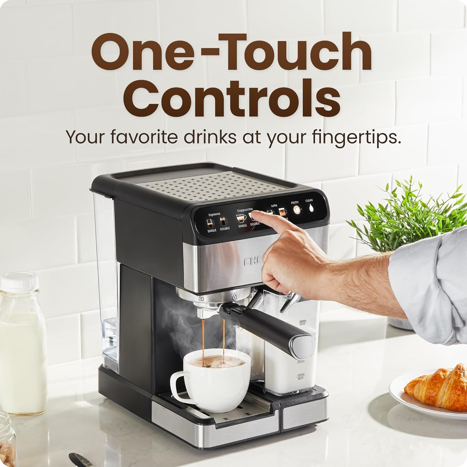 15‑Bar Espresso Machine with Built‑In Milk Frother encalife