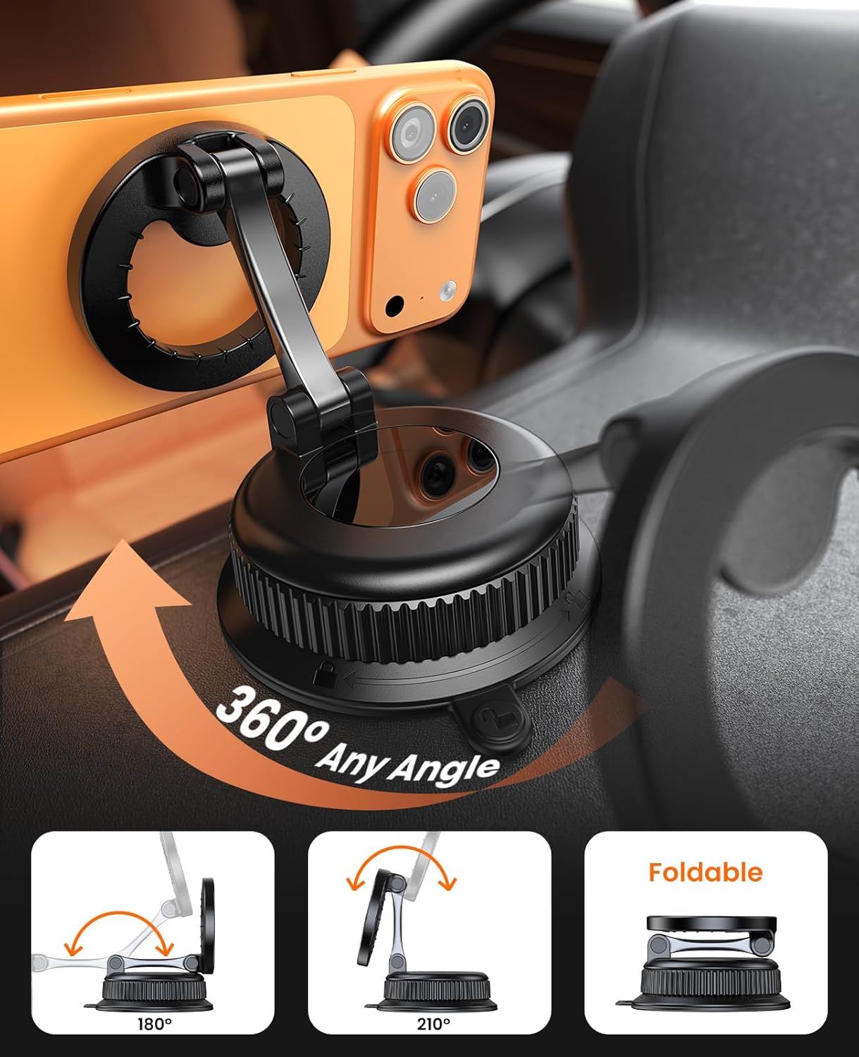 Magnetic MagSafe Car Phone Mount Foldable Suction encalife