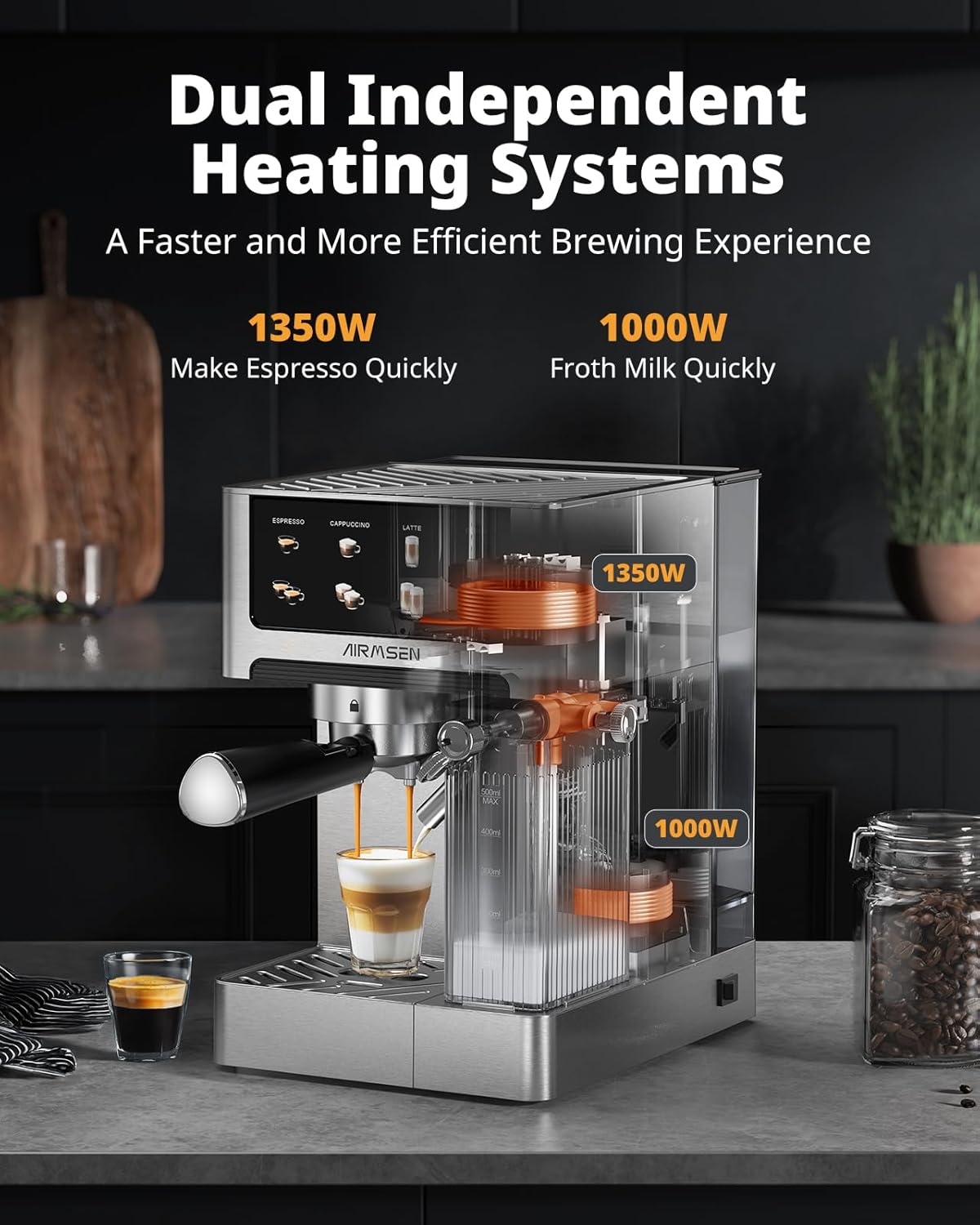 20 Bar Espresso Machine with Auto Milk Frother encalife