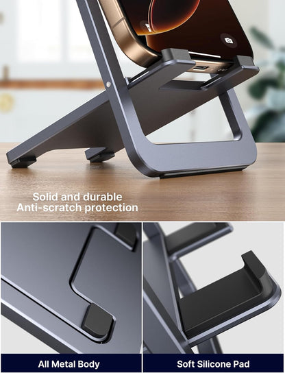 Ultra-Slim Fold-Flat Aluminum Phone Stand for Travel encalife
