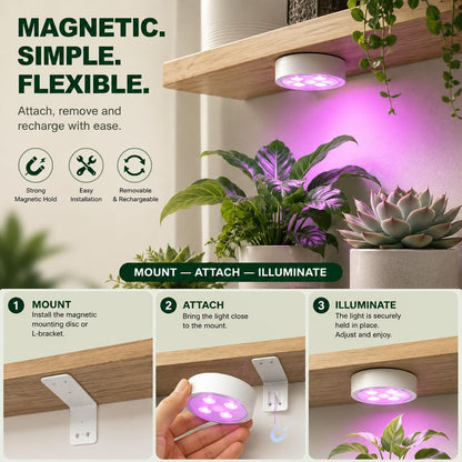 Grow Light For Indoor Plants | Rechargeable Magnetic Wireless encalife