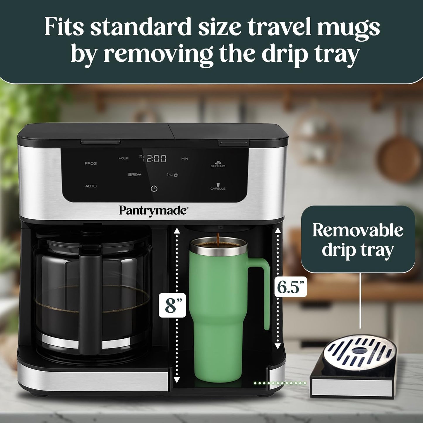 Dual Brew Coffee Maker | 12 Cup & Single Serve K-Cup Machine with Touchscreen encalife