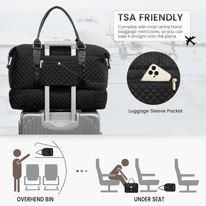Women’s Weekender Bag with Shoe Compartment | Carry on luggage encalife