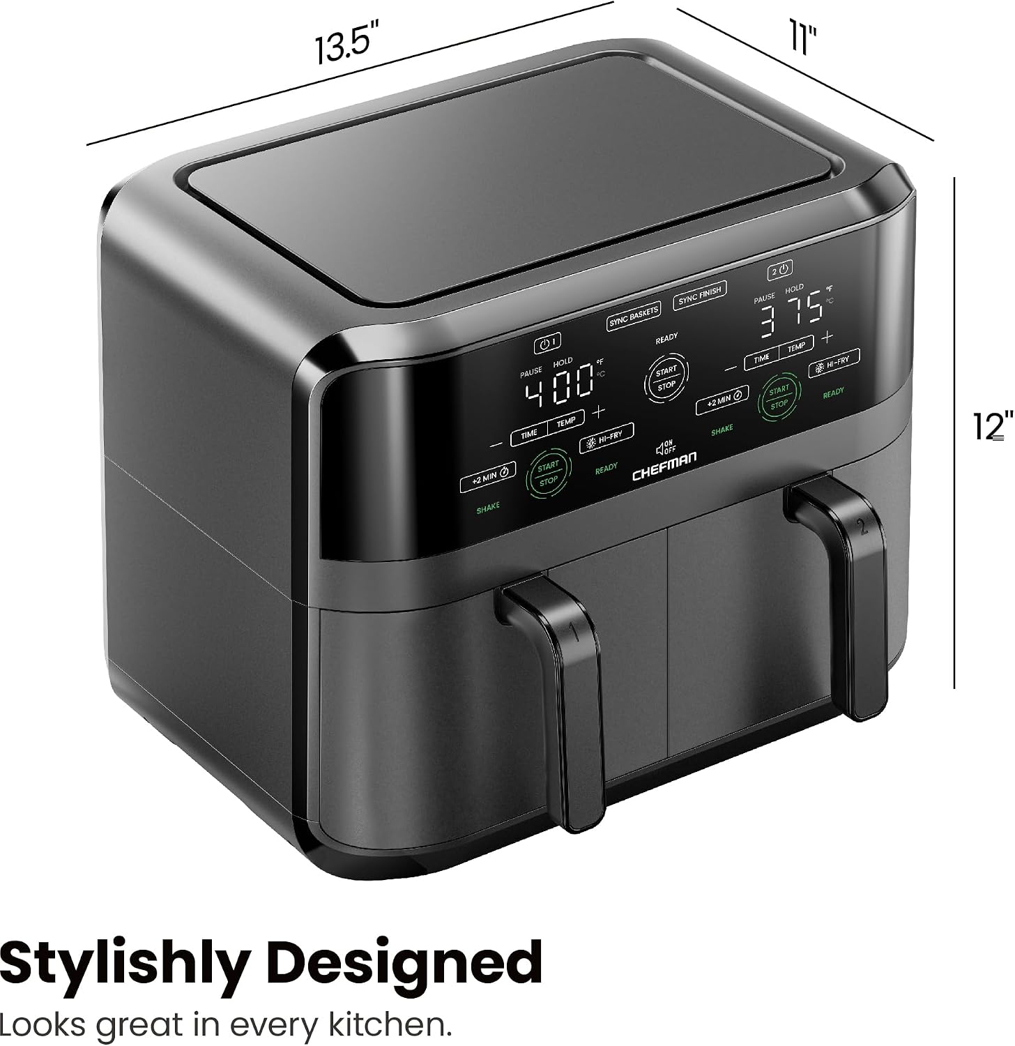 Dual Basket Digital Touchscreen Air Fryer encalife