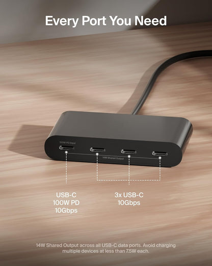 100W USB-C Hub 4-Port 10Gbps Adapter encalife