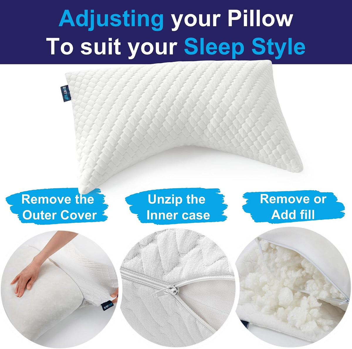 Side Sleeper Adjustable Memory Foam Pillow encalife