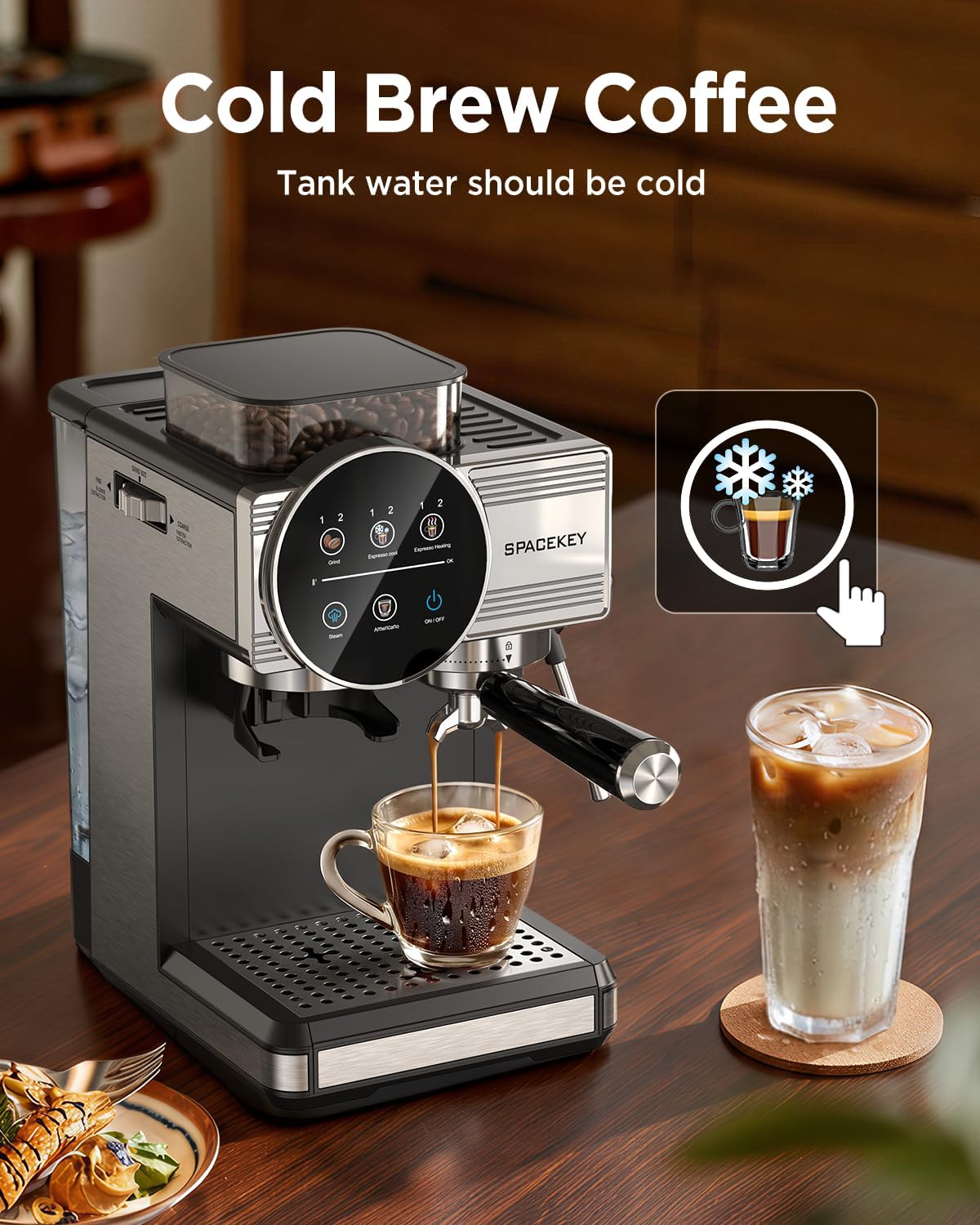 20 Bar Espresso Machine with Grinder &amp; Milk Frother encalife