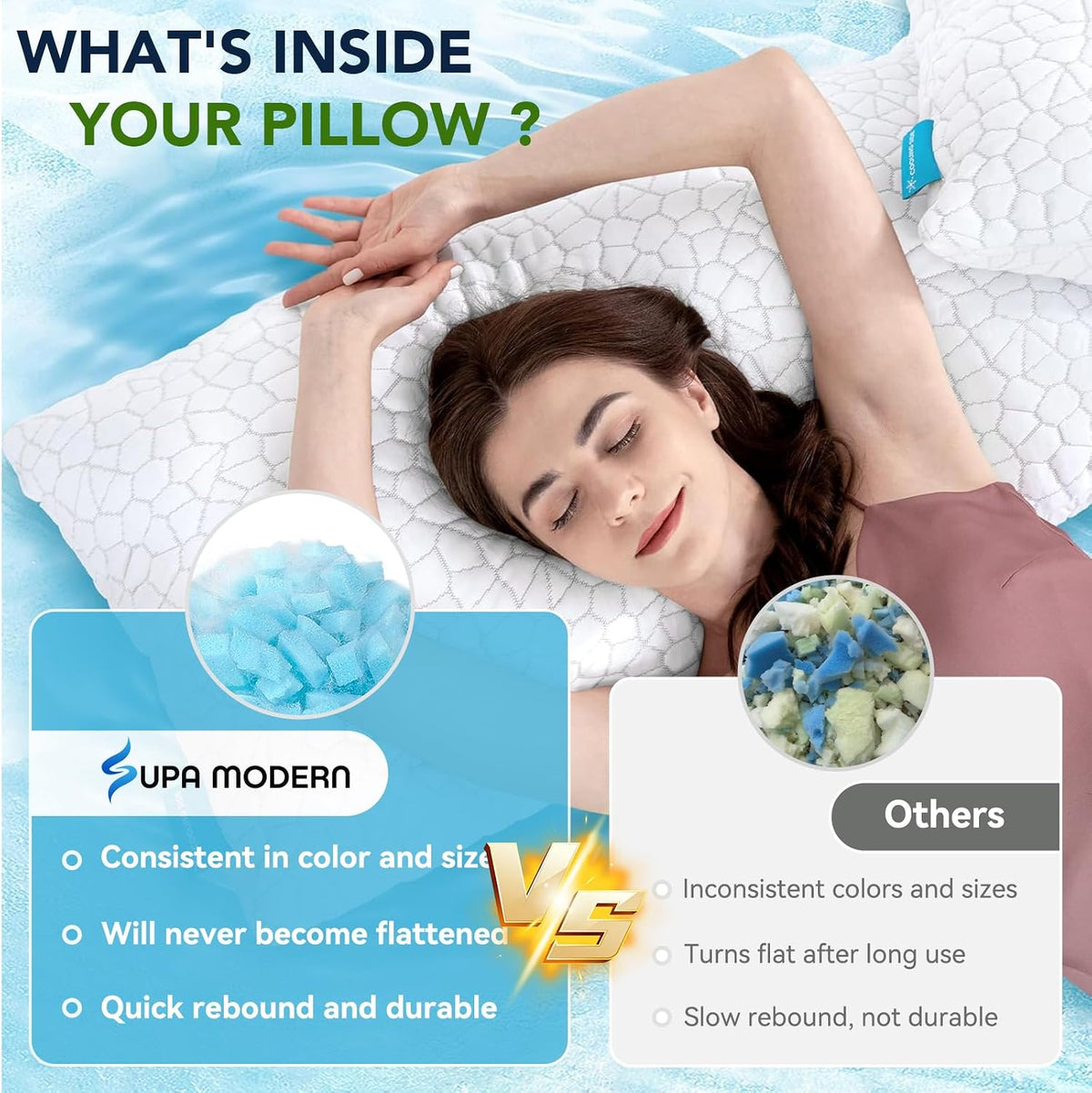 Side Sleeper Cooling Adjustable Memory Pillow encalife