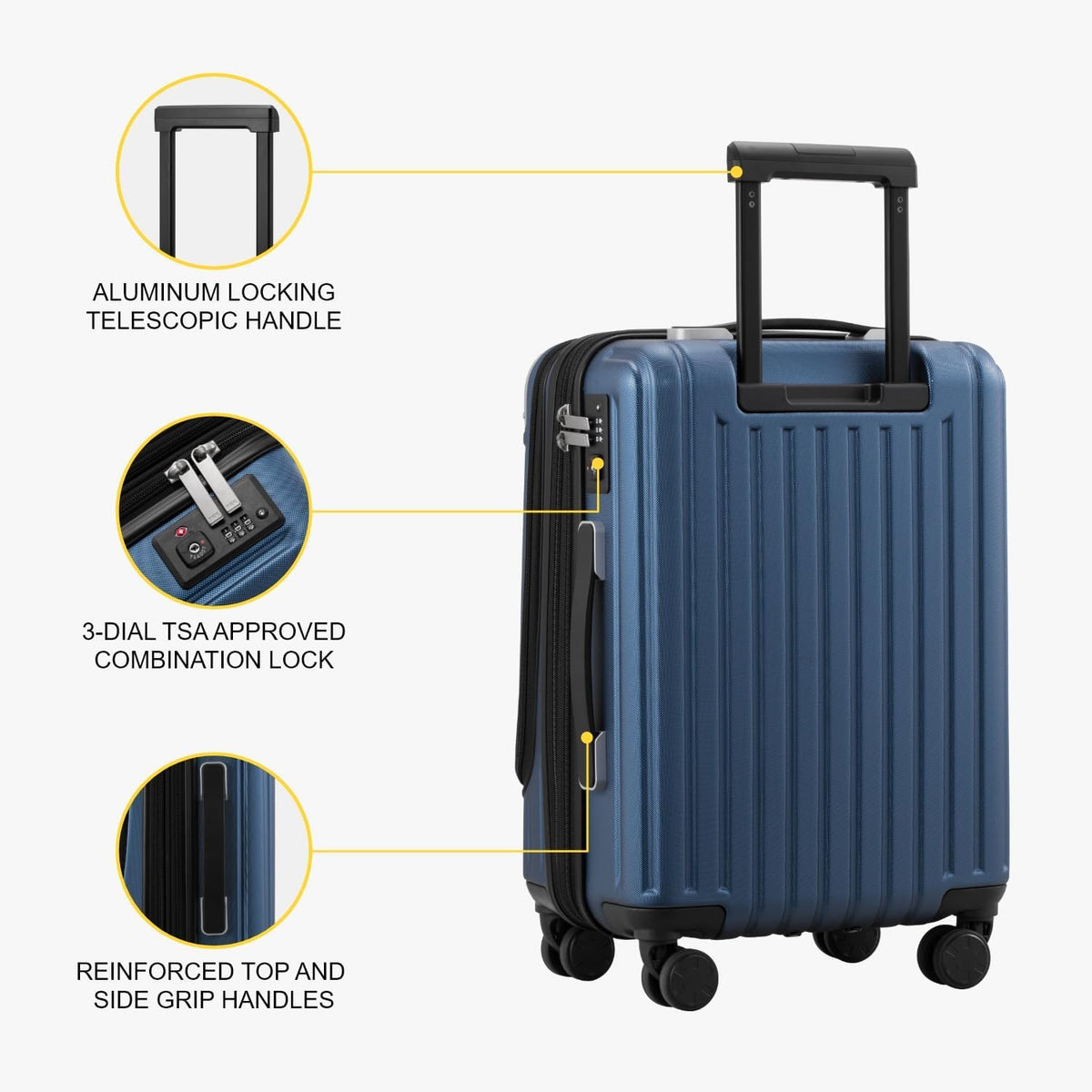 Expandable Carry On luggage With Laptop Compartment encalife