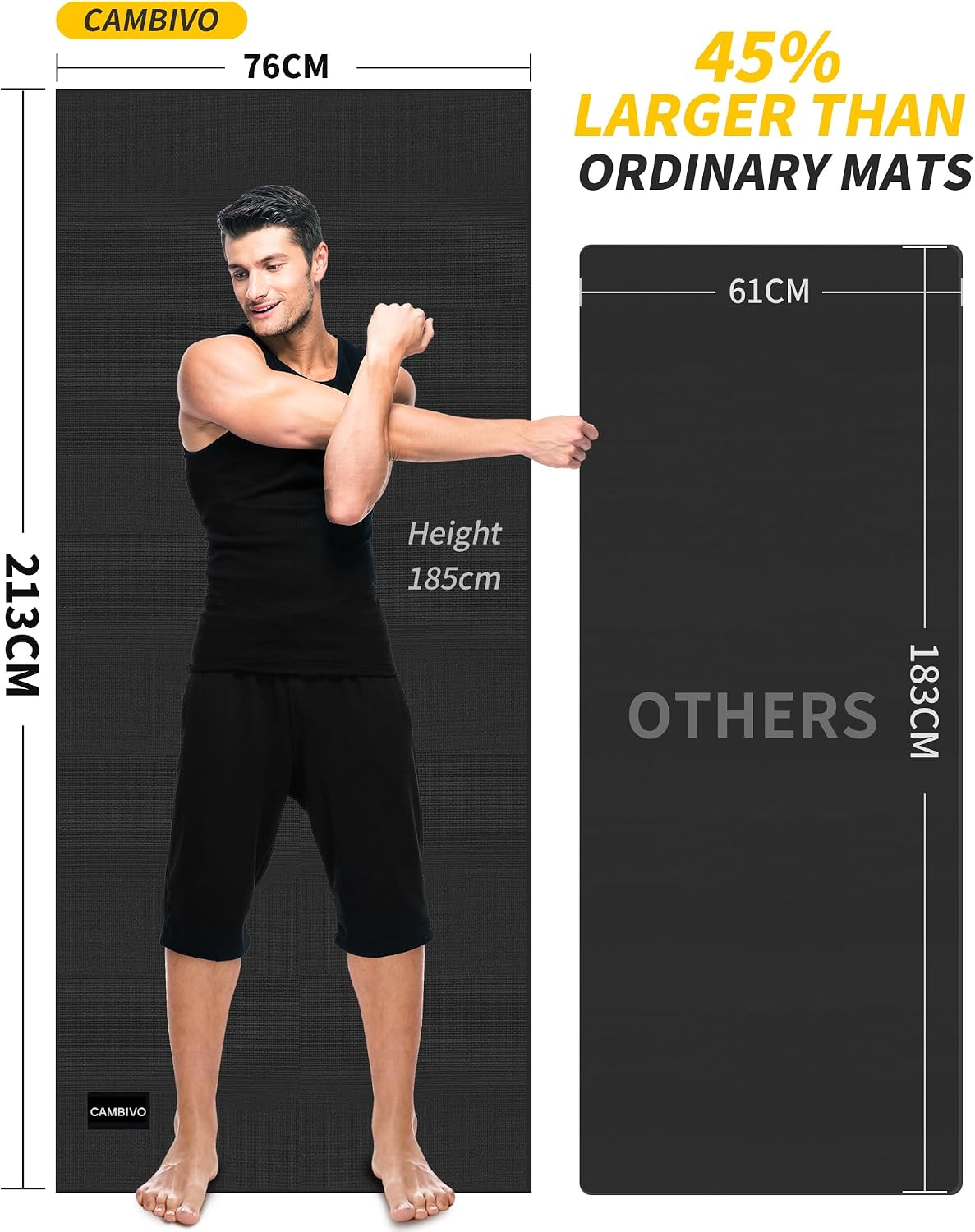 Extra Long Wide Yoga Mat 6mm encalife