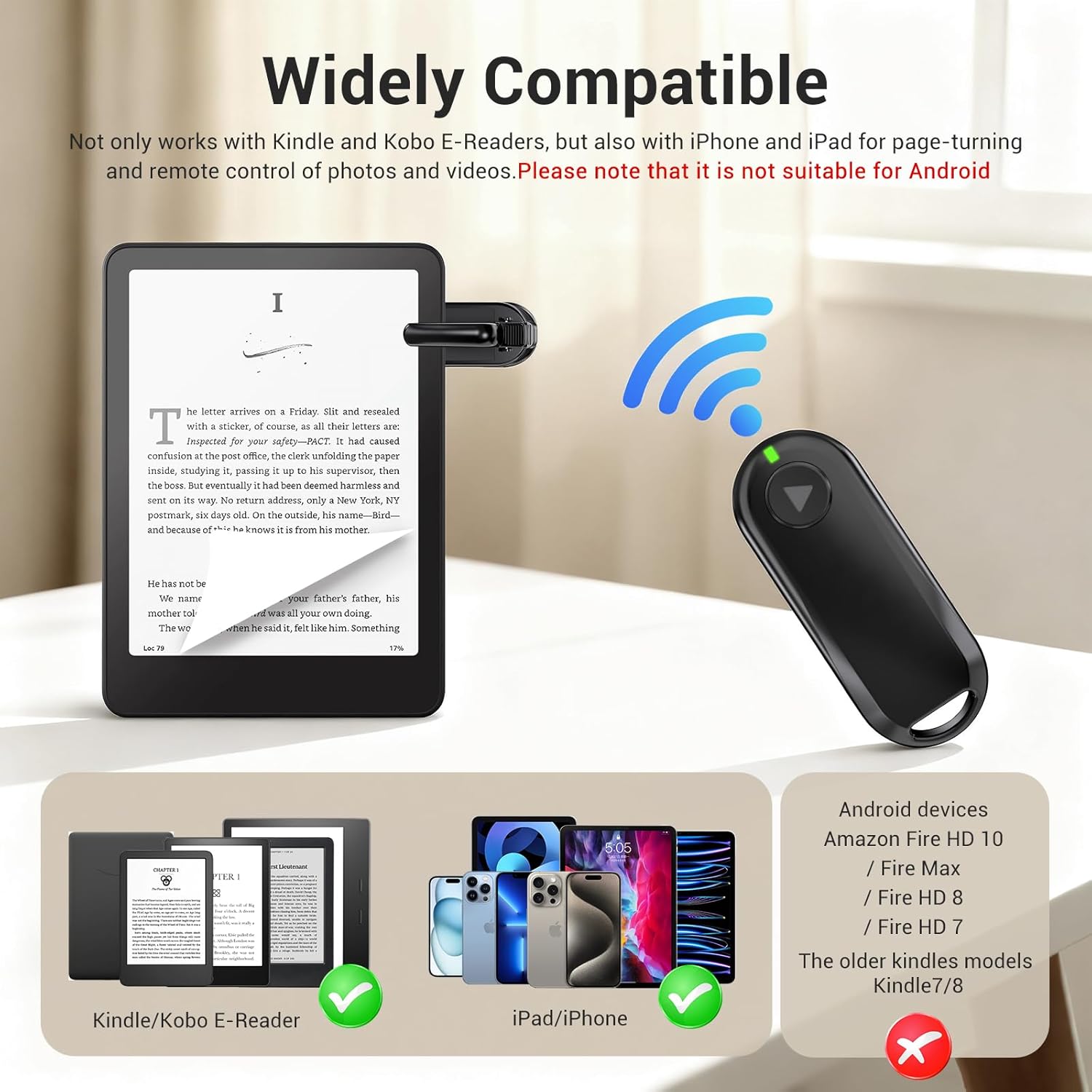 Hands Free Page Turner Remote for Cozy Reading encalife