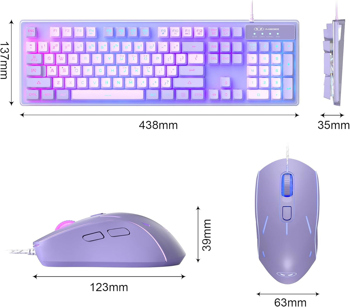 Gaming Keyboard Mouse Combo RGB Wired Set encalife