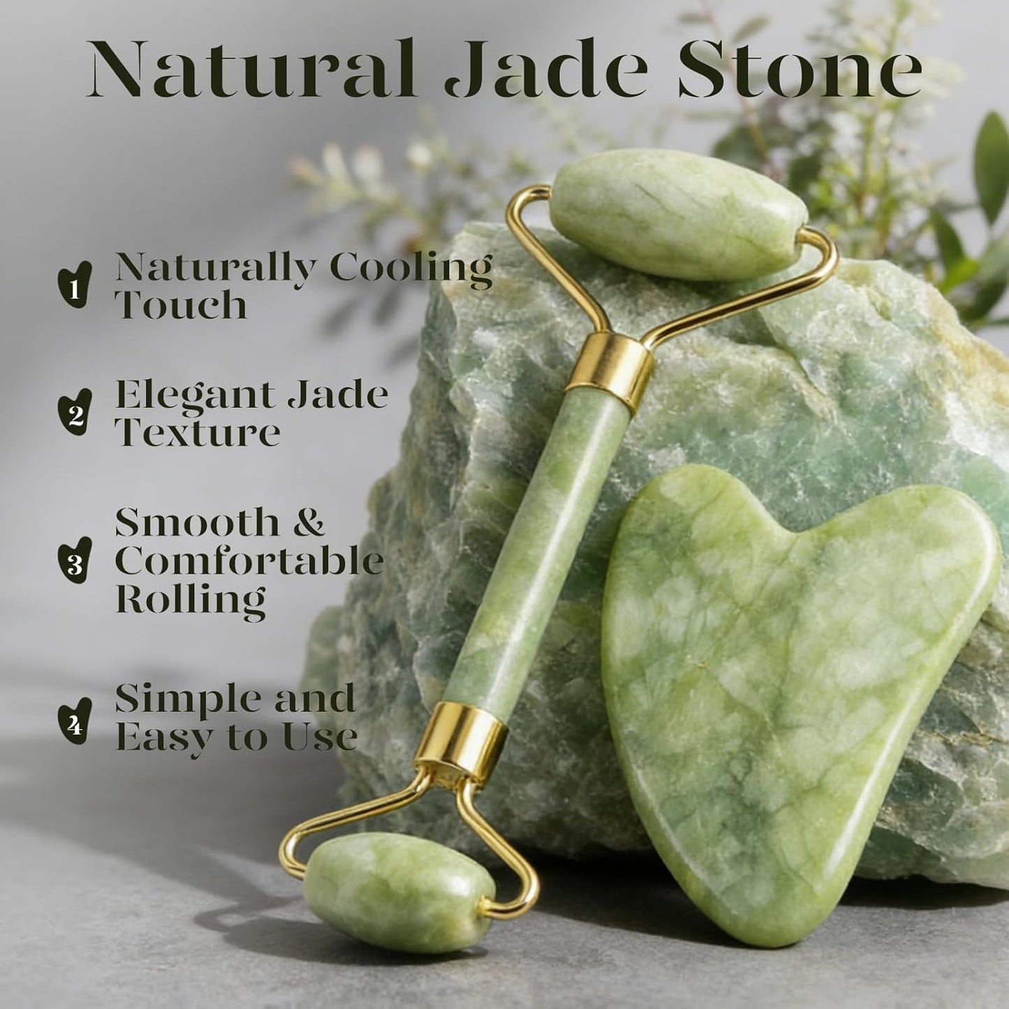 Jade Roller Gua Sha Facial Massage Beauty Set encalife