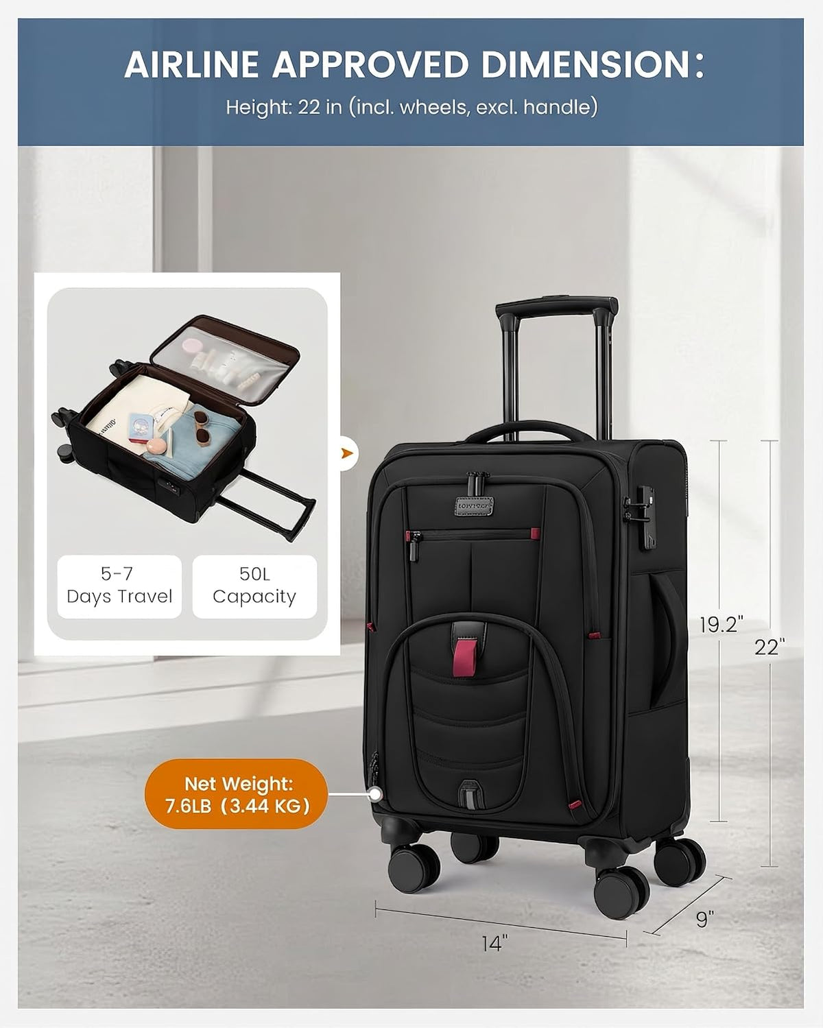 Business Carry On luggage With Laptop Compartment encalife