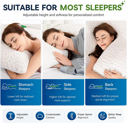 Side Sleeper Cooling Adjustable Memory Pillow encalife