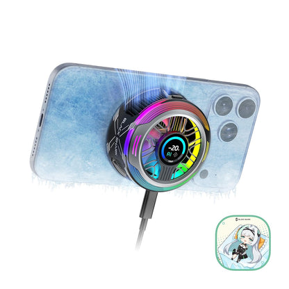 35W magnetic phone cooler with smart display RGB lighting and USB-C cooling fan