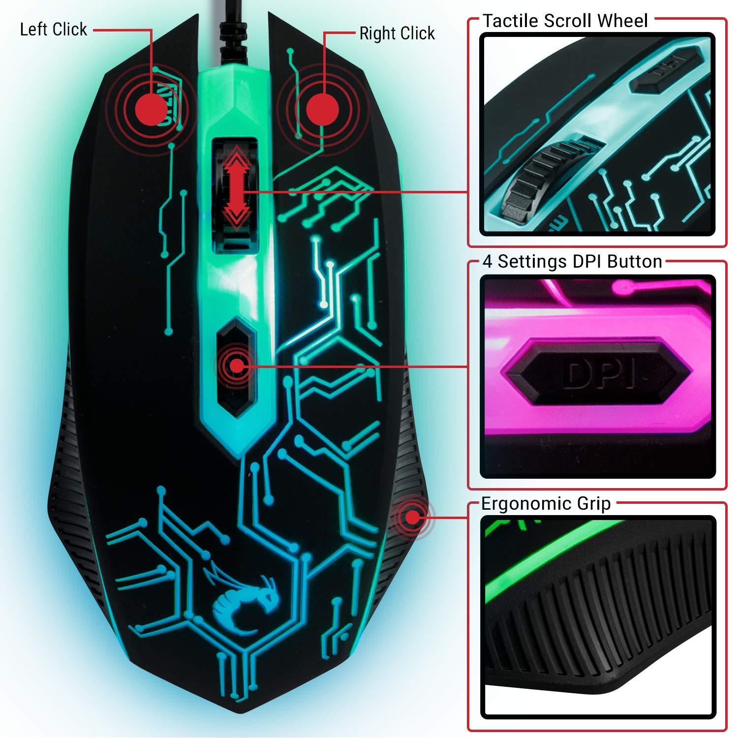 RGB Gaming Keyboard Mouse Headset Combo 4-in-1 Bundle encalife