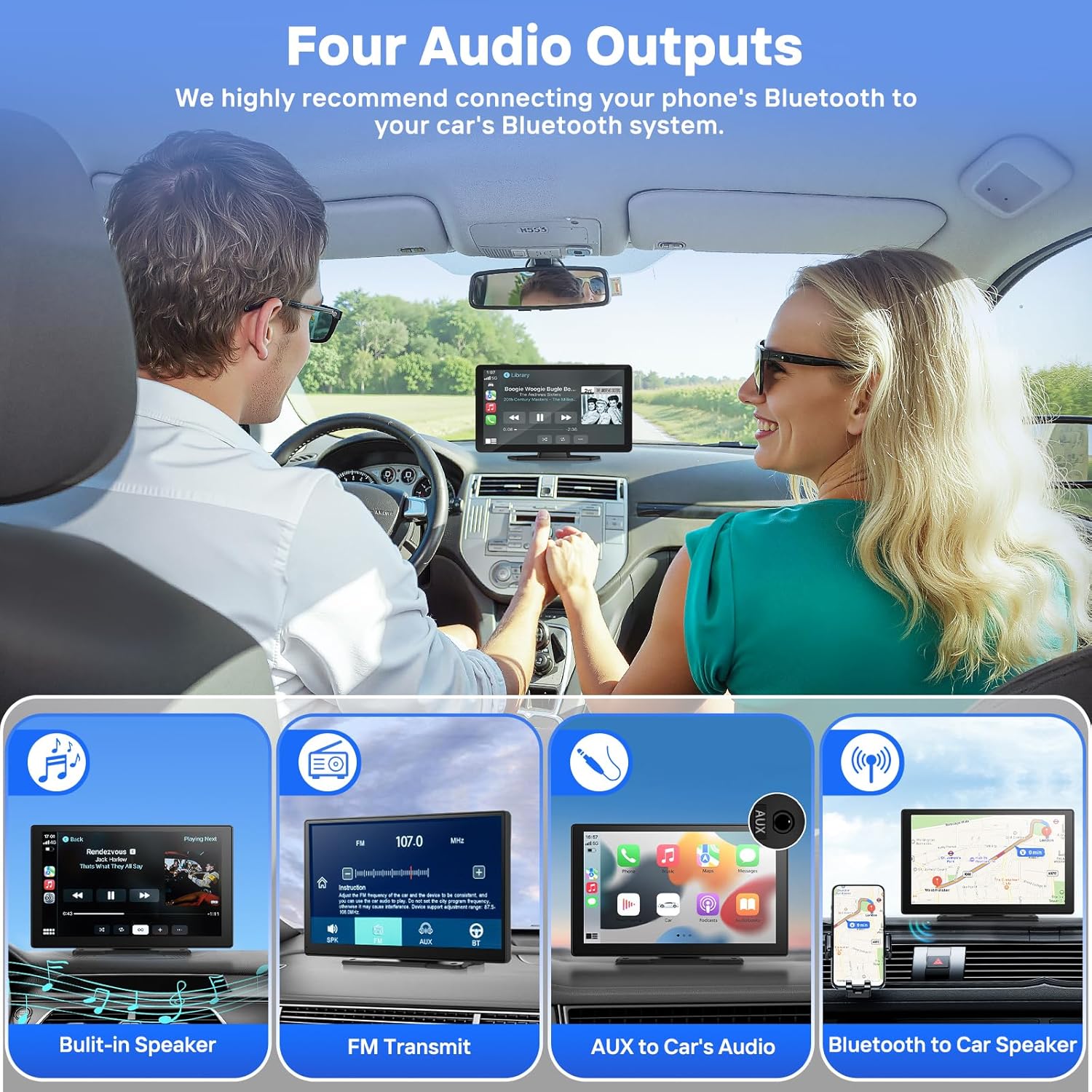 9 Inch Wireless Carplay Screen With Backup Camera encalife